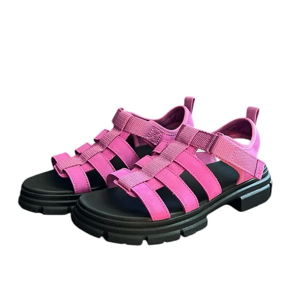 New UGG Ashton Multistrap Chunky Sandals Girls Size 4 (Youth) in Pink